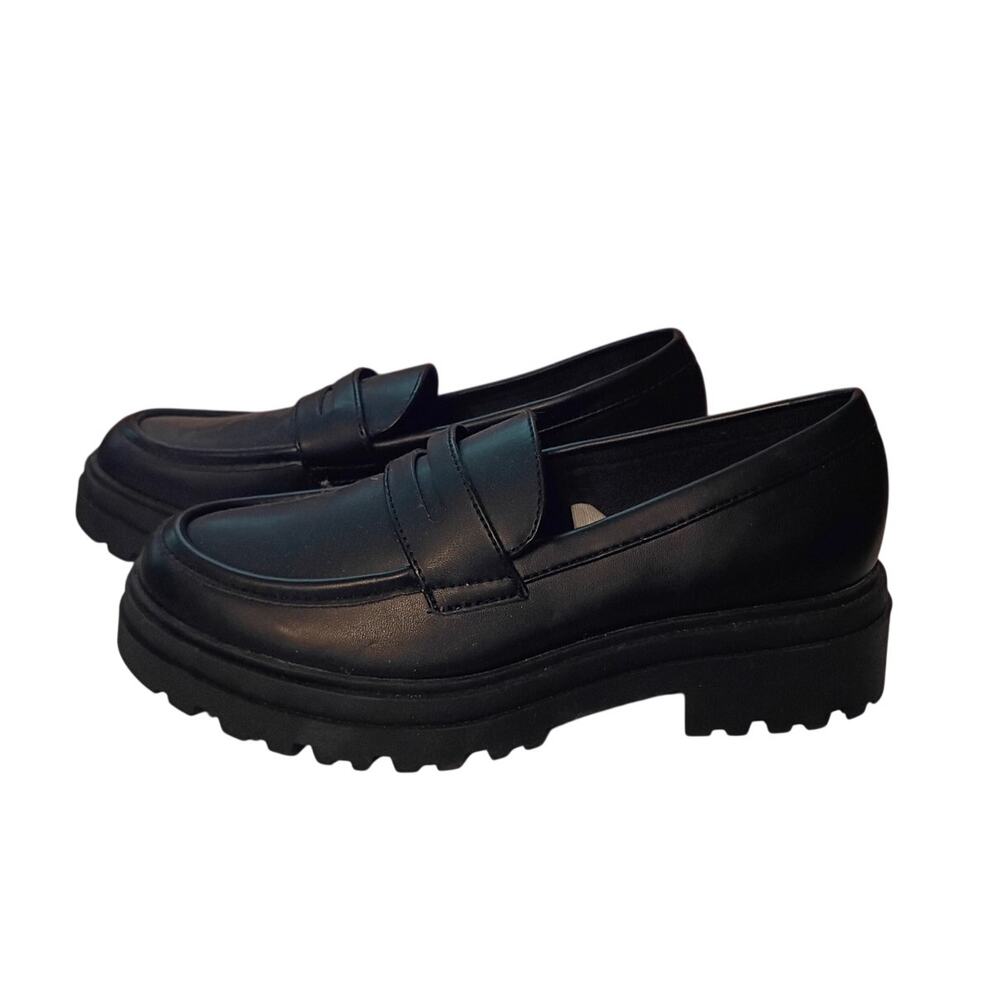 A NEW DAY Y2K Grunge Platform Black Penny Loafers 8 1/2